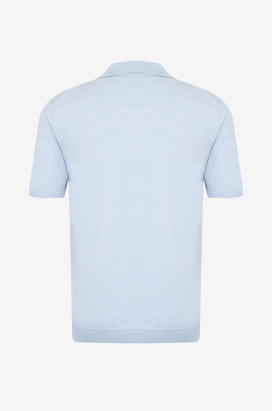 AURELIEN Rippstrick-Kurzarm-Polohemd ohne Ärmel Cashwool Herren HELLBLAU 2
