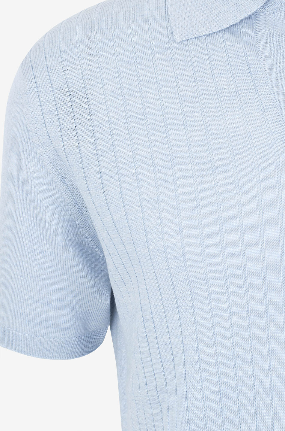 AURELIEN Rippstrick-Kurzarm-Polohemd ohne Ärmel Cashwool Herren HELLBLAU 5