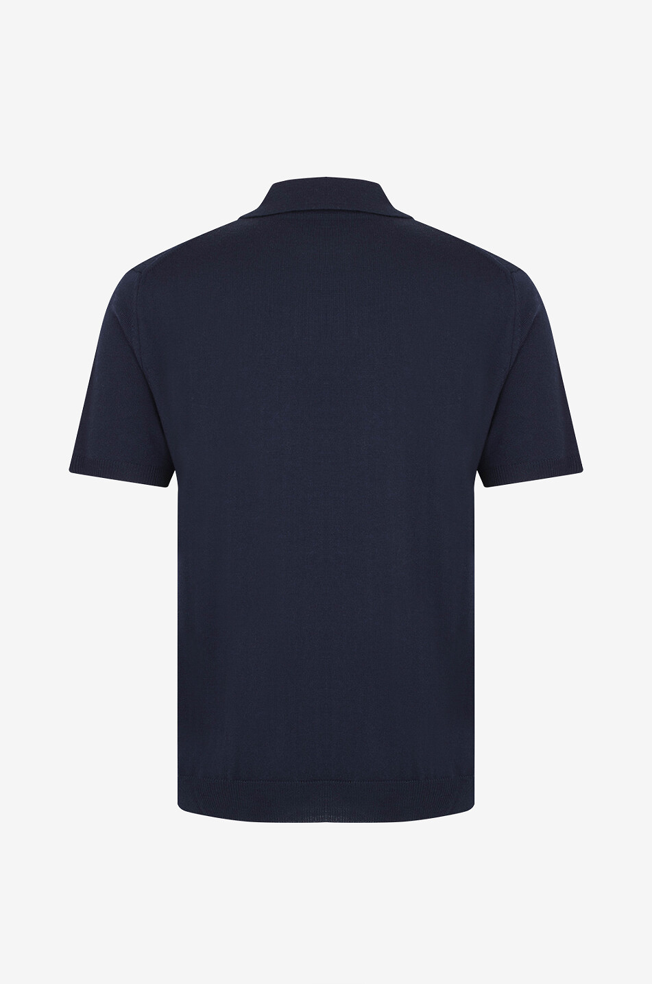 AURELIEN Polo en maille côtelé à manches courtes sans boutons Cashwool Homme BLEU FONCE 2