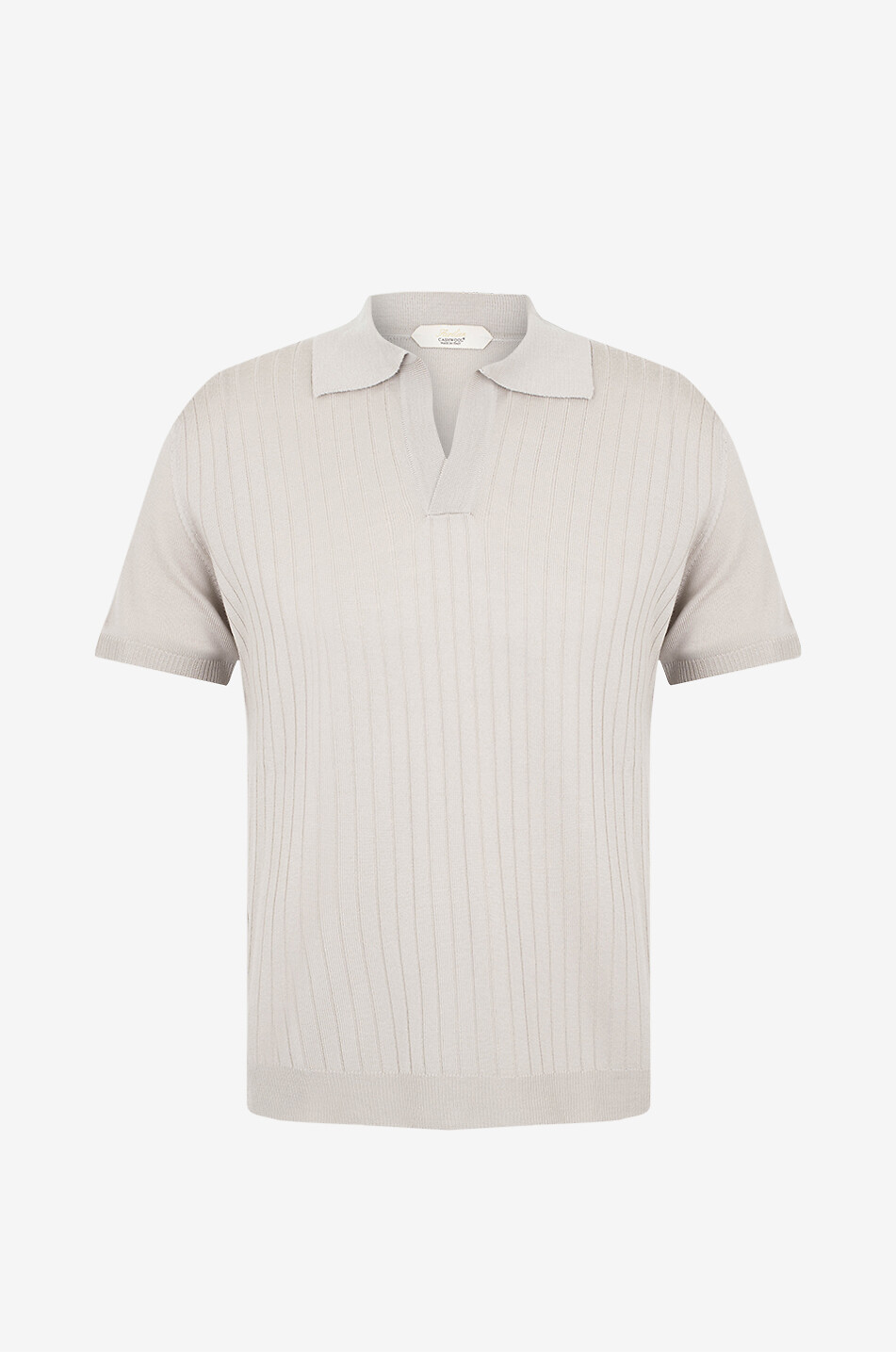 Polo en maille côtelé à manches courtes sans boutons Cashwool