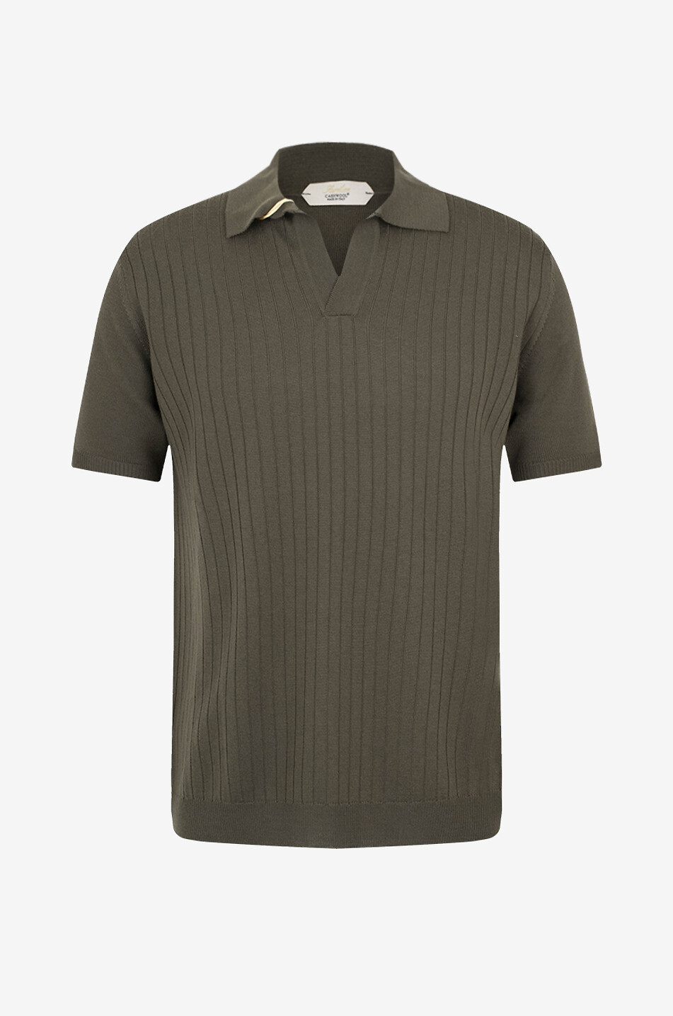 Polo en maille côtelé à manches courtes sans boutons Cashwool