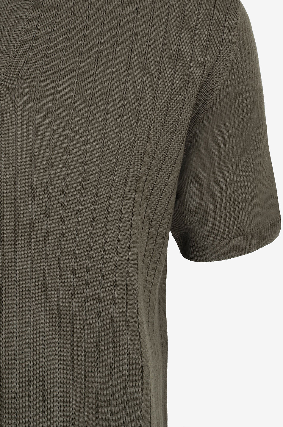 Polo en maille côtelé à manches courtes sans boutons Cashwool