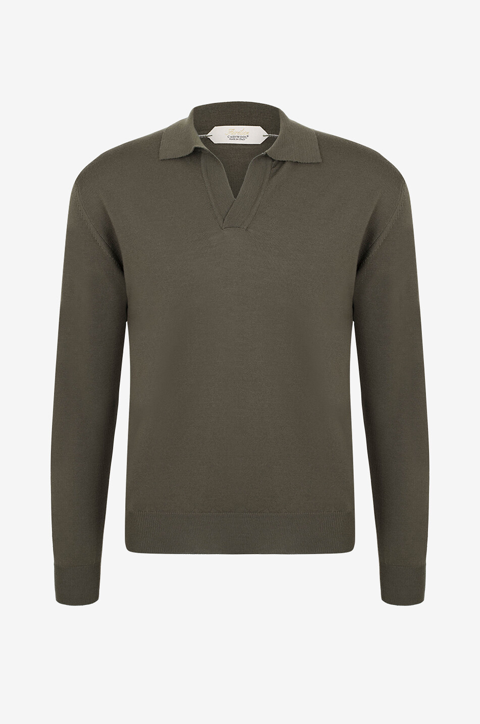 AURELIEN Pull polo fin en laine Cashwool Homme VERT 1