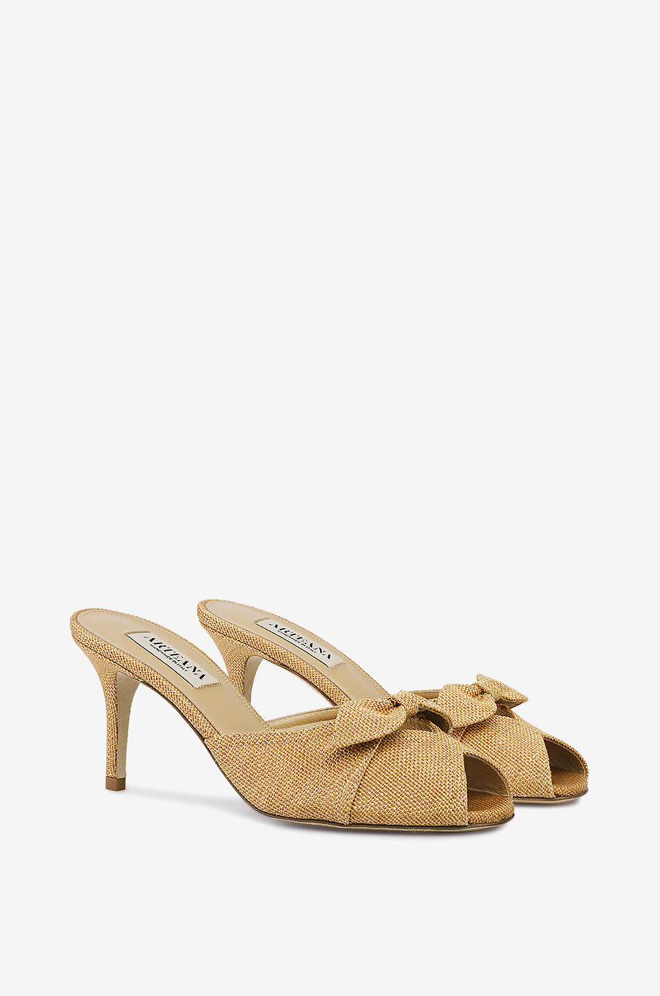 ARTEANA Varenna 75 raffia heeled mules Women LIGHT BROWN 1