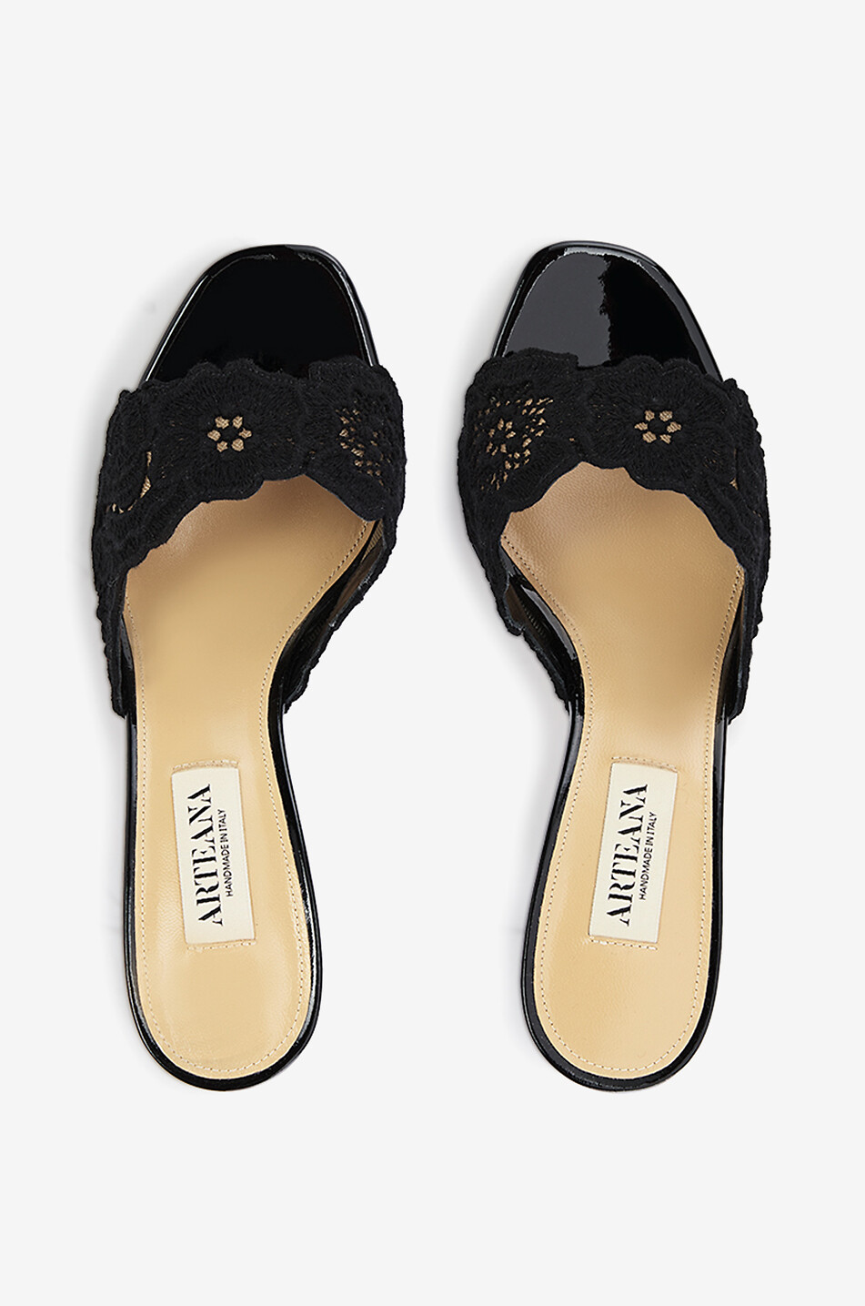 ARTEANA Como 75 patent leather and lace mules Women BLACK 8