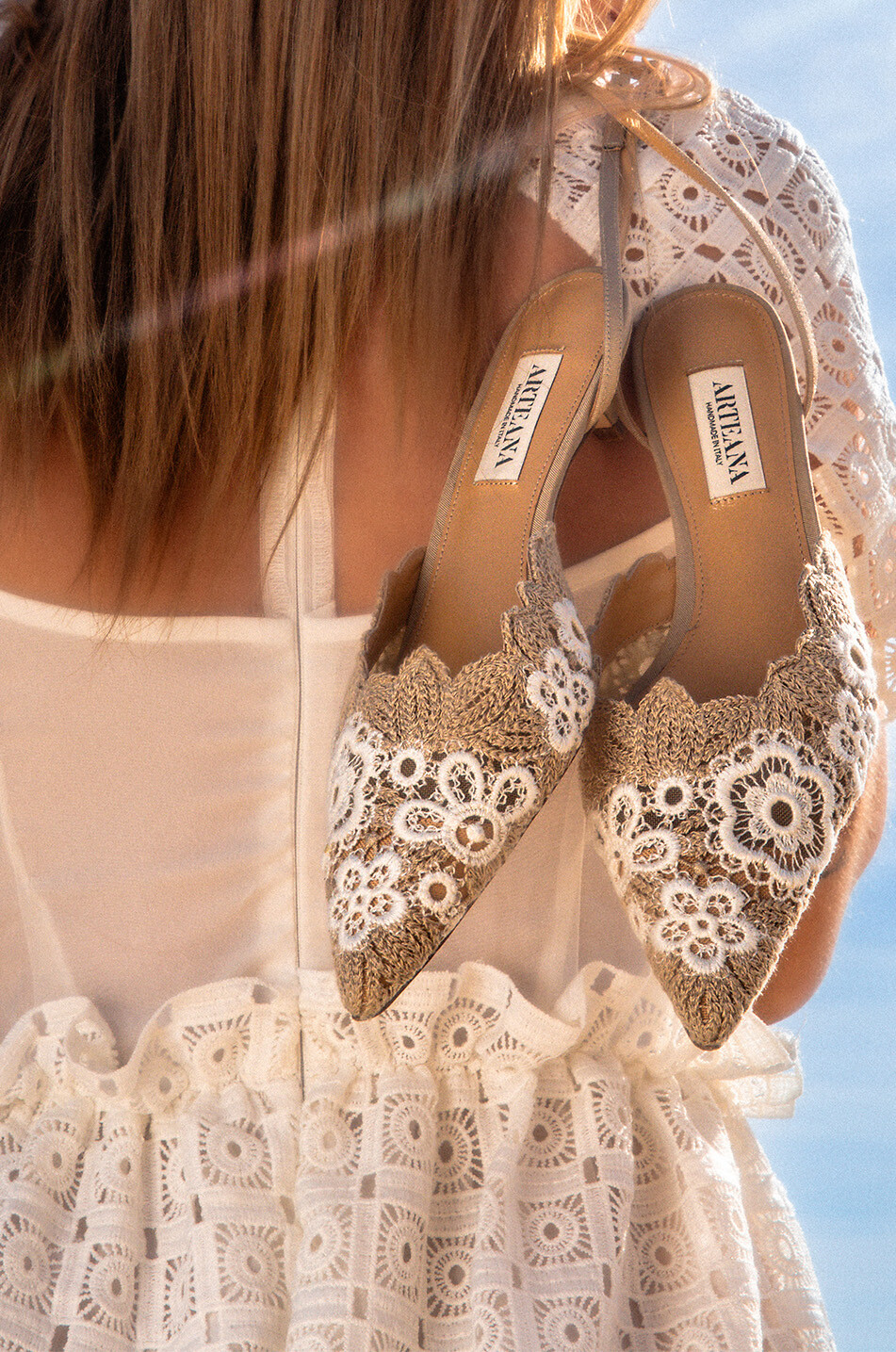 ARTEANA Wildleder- und Spitzen-Riemchenpumps Amalfi 40 Damen BEIGE 4