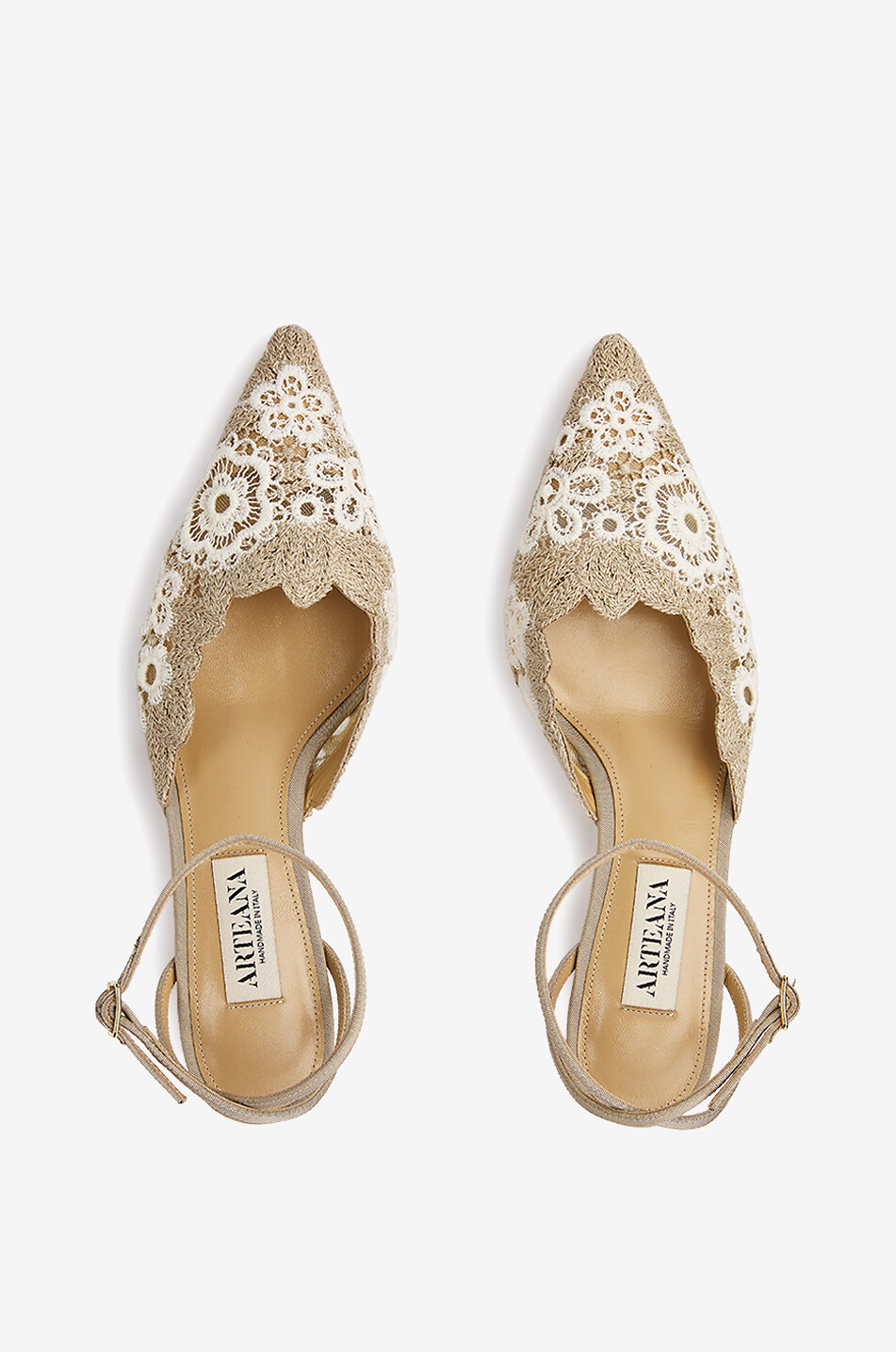 ARTEANA Wildleder- und Spitzen-Riemchenpumps Amalfi 40 Damen BEIGE 6