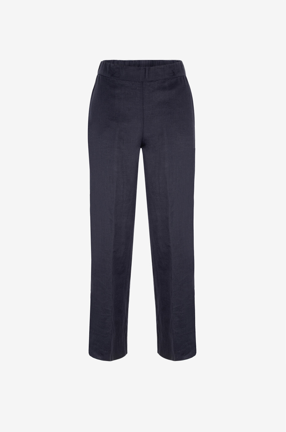 YC MILANO Linen straight-leg trousers Women DARK BLUE 1