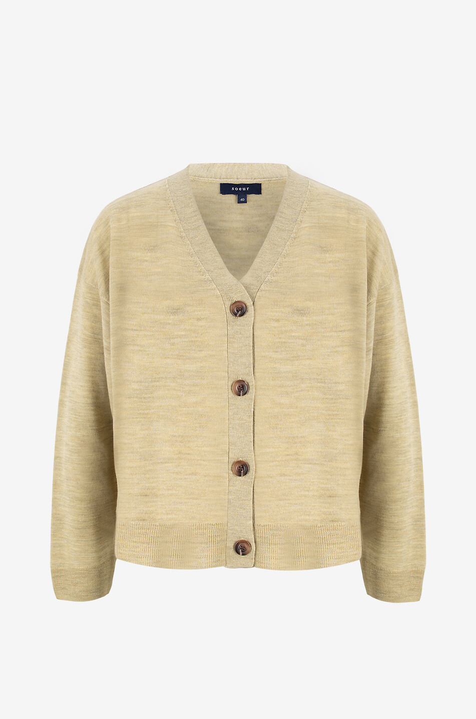 SOEUR Cardigan en laine mérinos Idem Femme VERT CLAIR 1