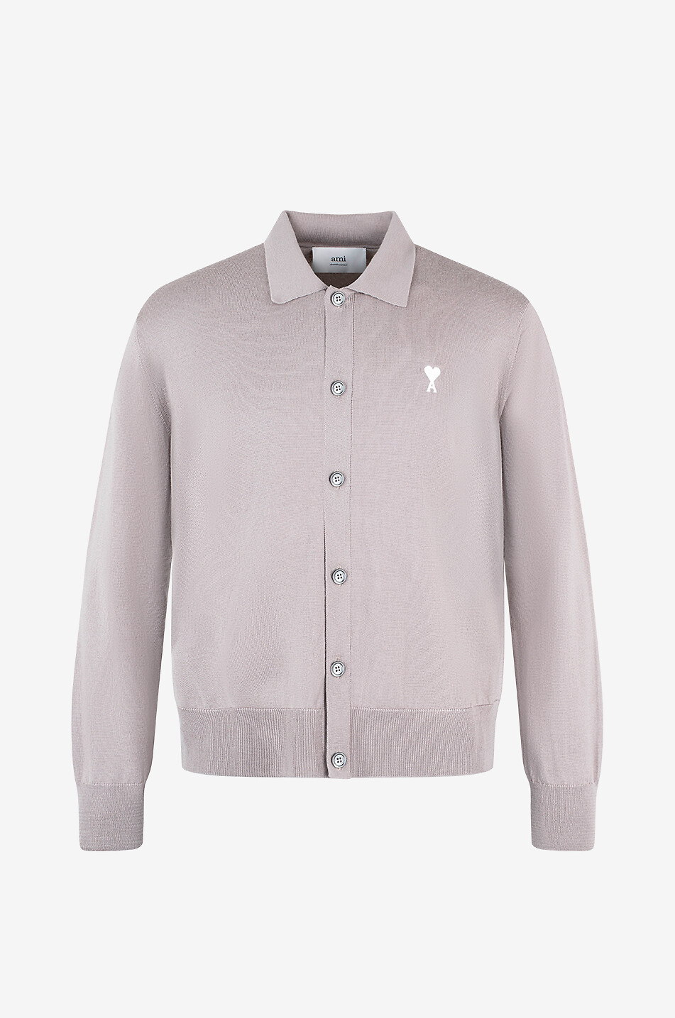 AMI Cardigan en laine à col chemise Ami de Coeur Homme BEIGE 1