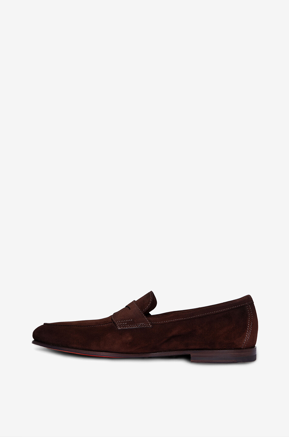 SANTONI Carlo suede loafers Men DARK BROWN 4
