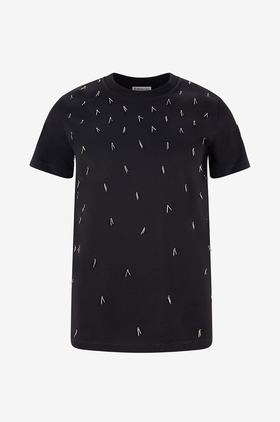 MONCLER Perlenbesticktes Kurzarm-T-Shirt Damen SCHWARZ 1