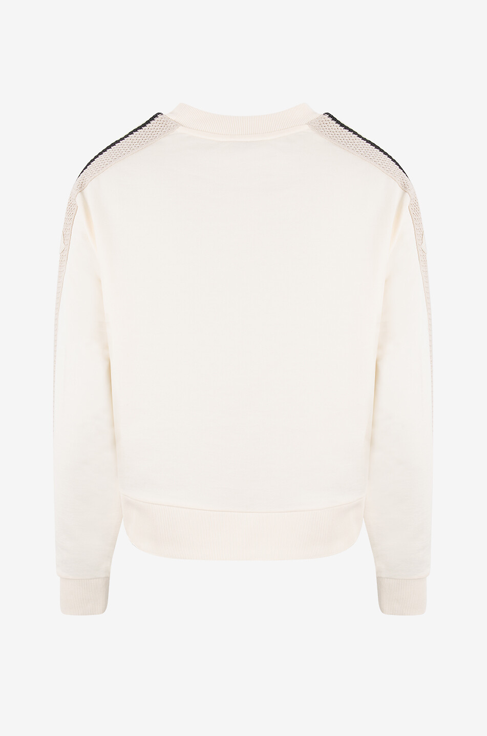 MONCLER Sweat-shirt à col rond orné de maille ajourée rayée Femme BLANC 2