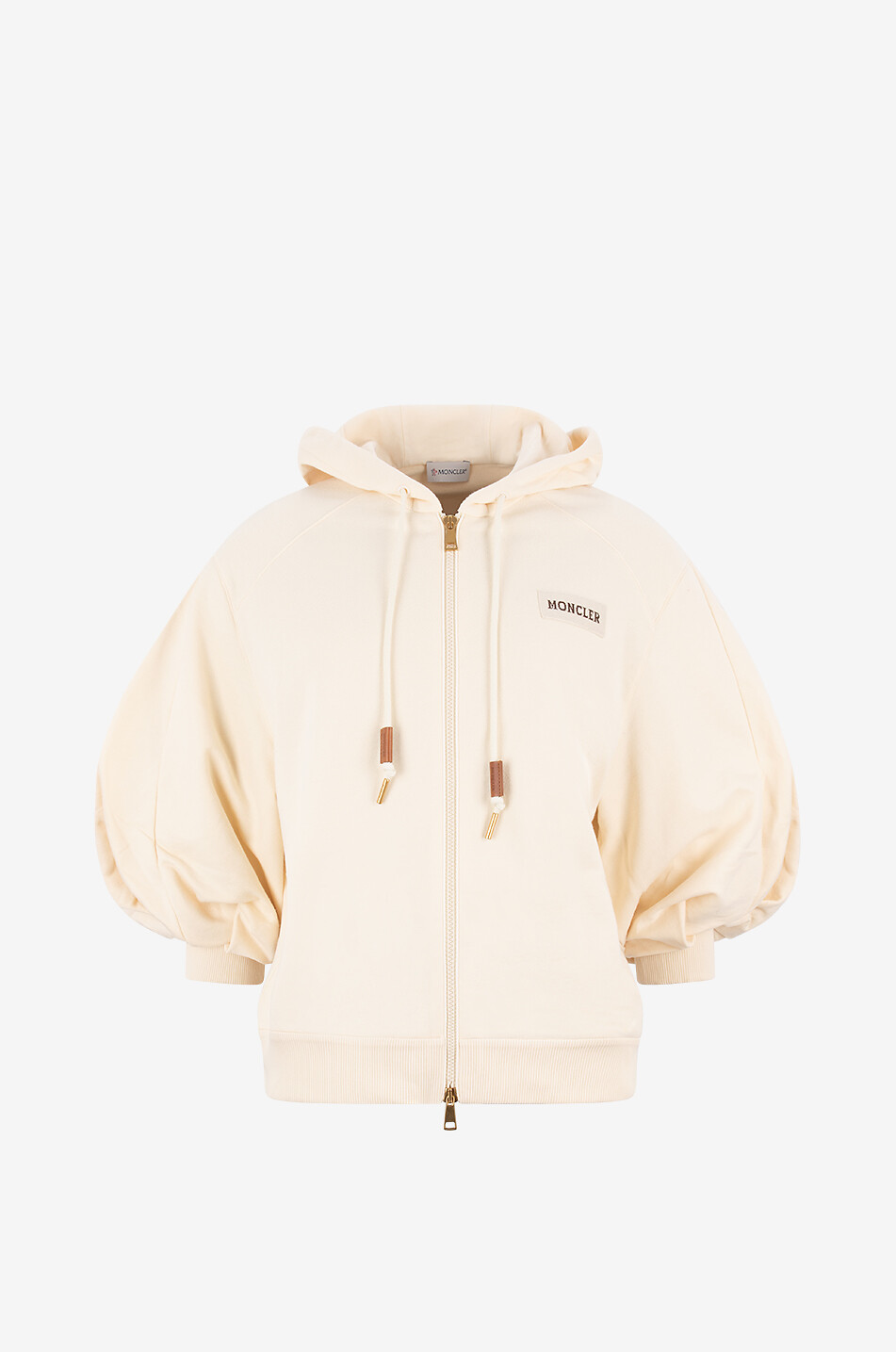 Sweat-shirt zippé à capuche et manches bouffantes