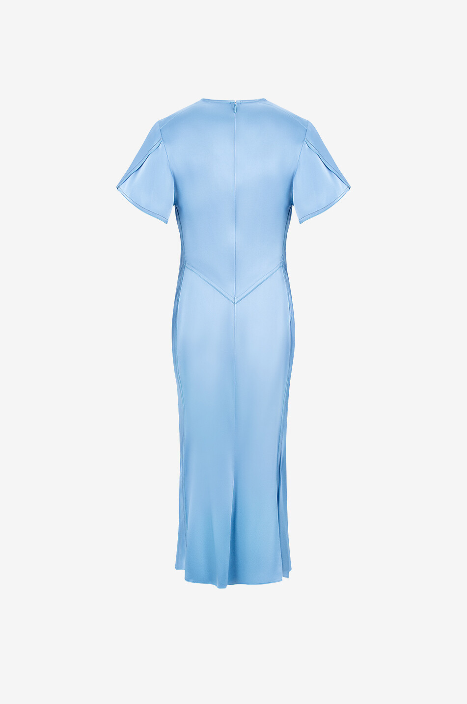 VICTORIA BECKHAM Gathered V-neck satin midi dress Women LIGHT BLUE 2