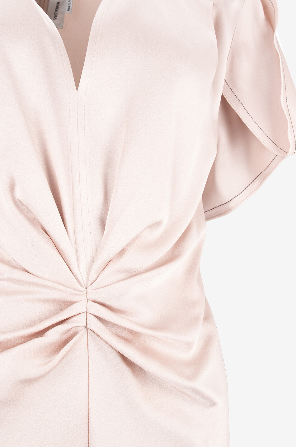 VICTORIA BECKHAM Gathered V-neck satin midi dress Women PINK 3