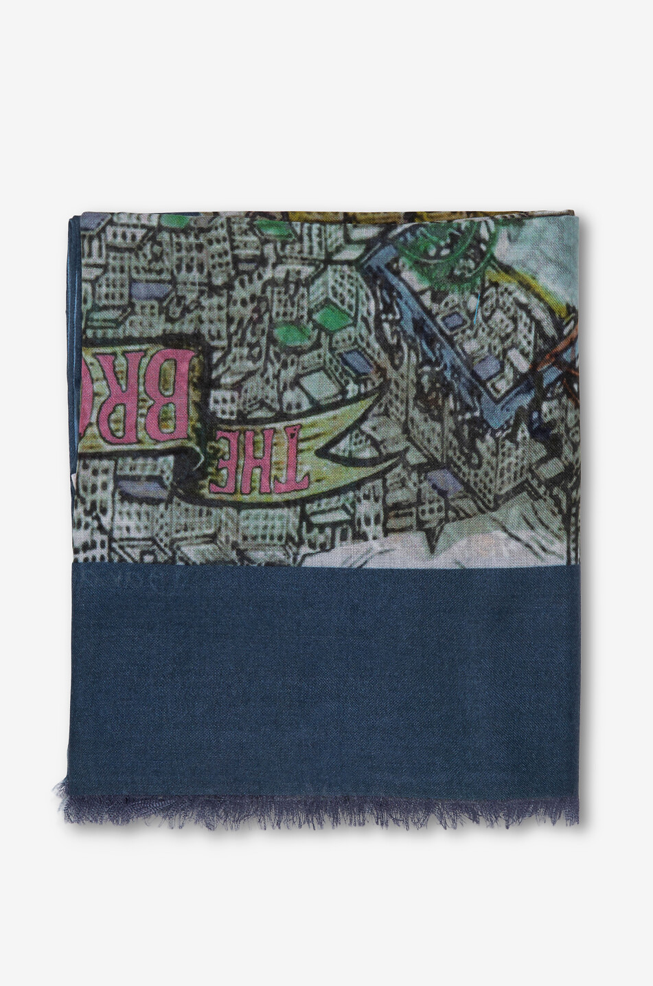 19 ANDREA'S 47 Schal aus Kaschmir und Seide New York Herren MITTELBLAU 1
