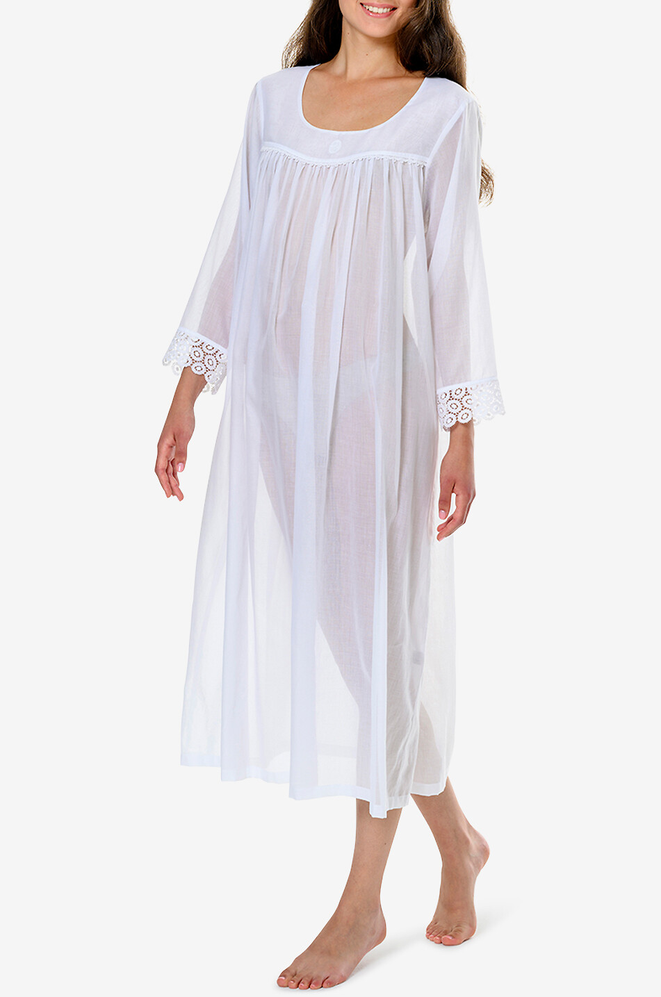 CELESTINE Chemise de nuit en coton Antonia Femme BLANC 3