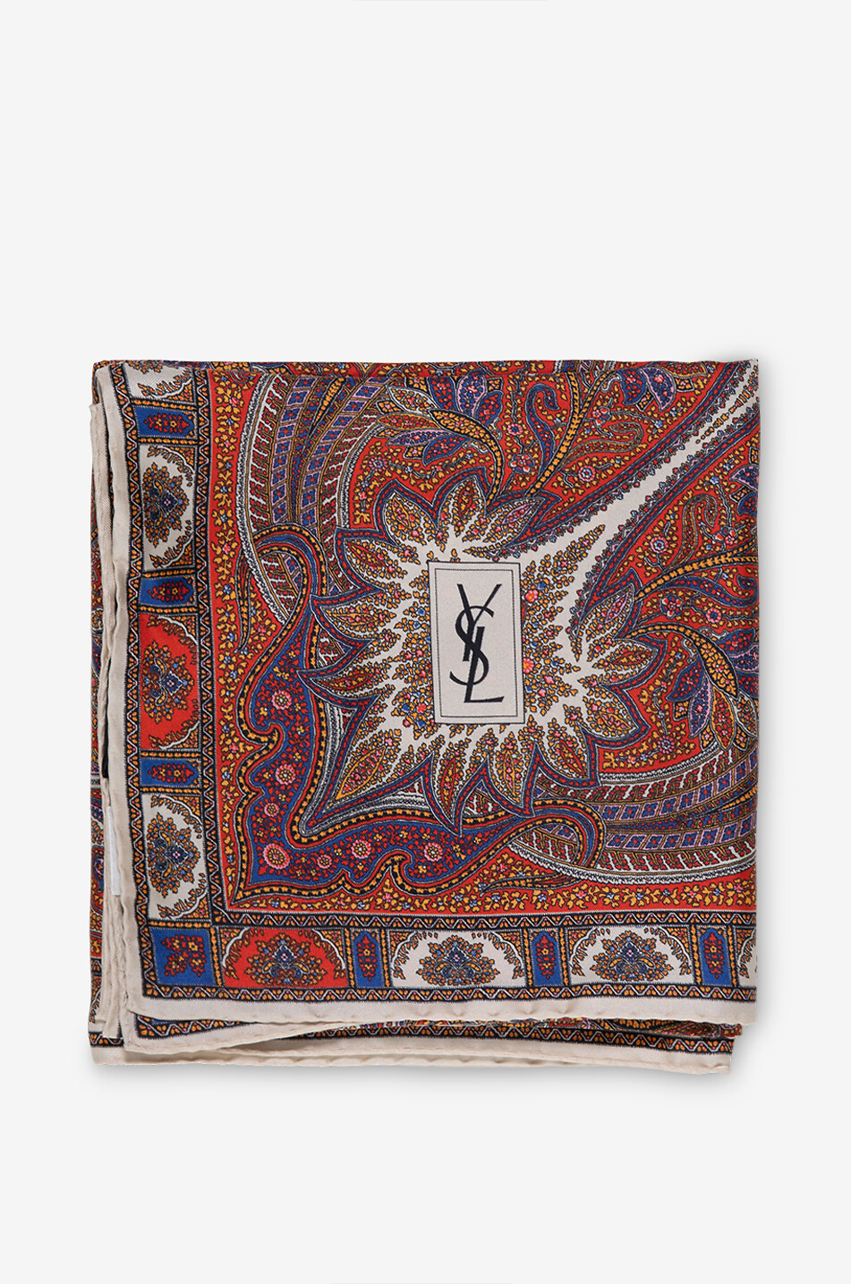 SAINT LAURENT PARIS Paisley Mandala silk twill shawl Women RED 1