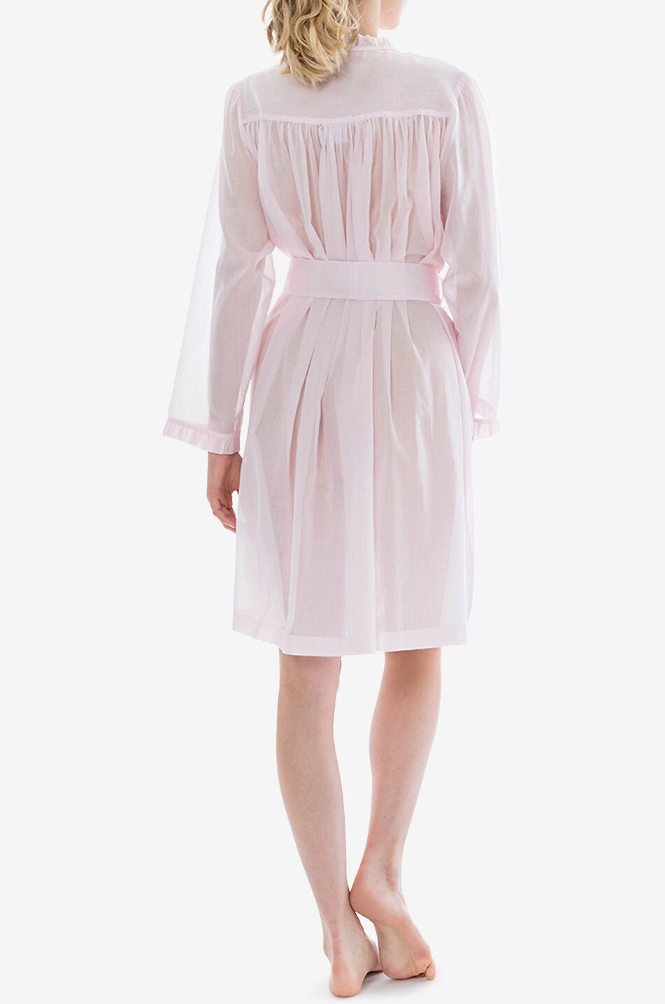 CELESTINE Celeste-1 cotton voile dressing gown with ruffles Women LIGHT PINK 4