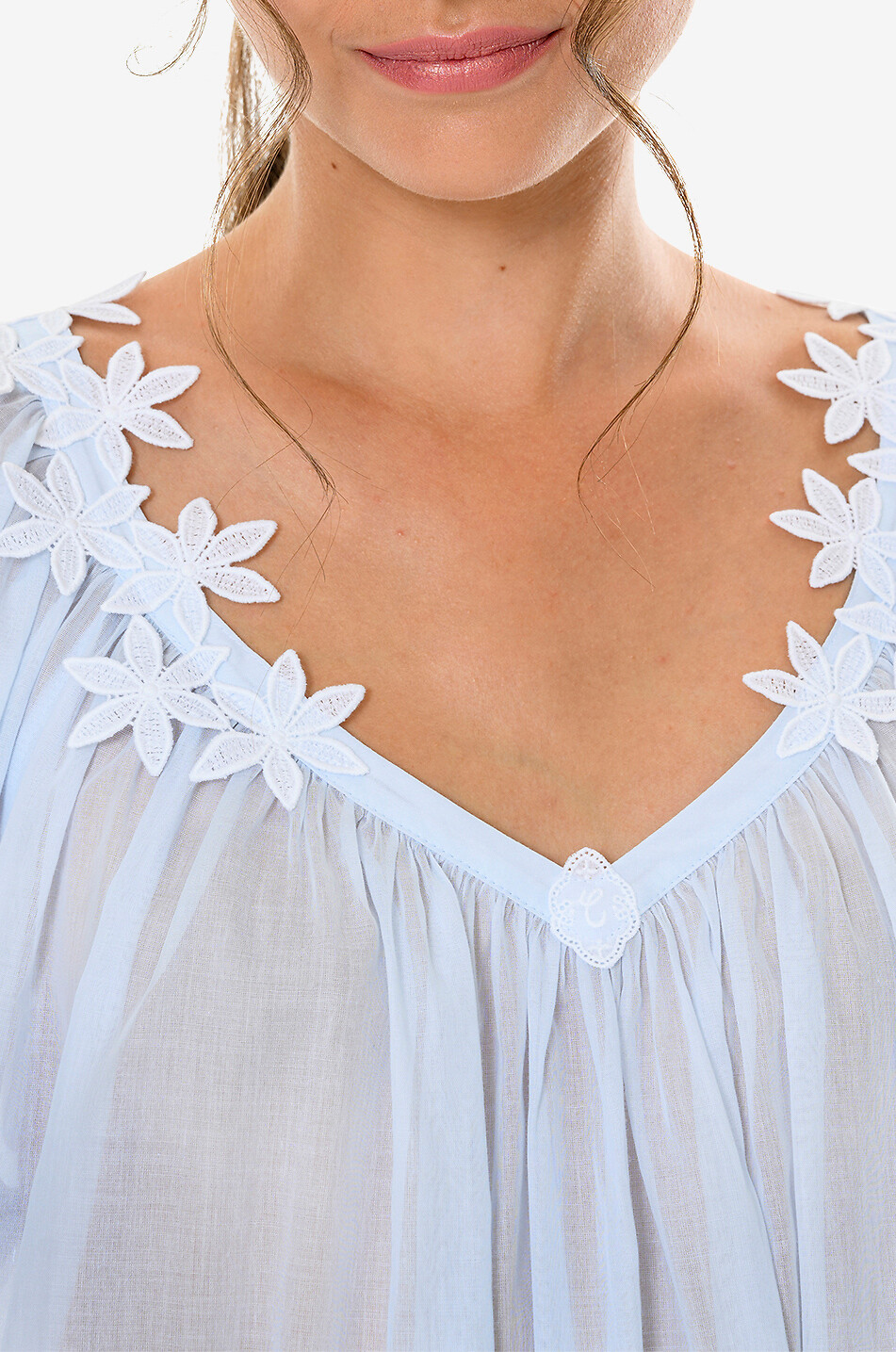 CELESTINE Chemise de nuit en coton Camilla Femme BLEU CLAIR 5