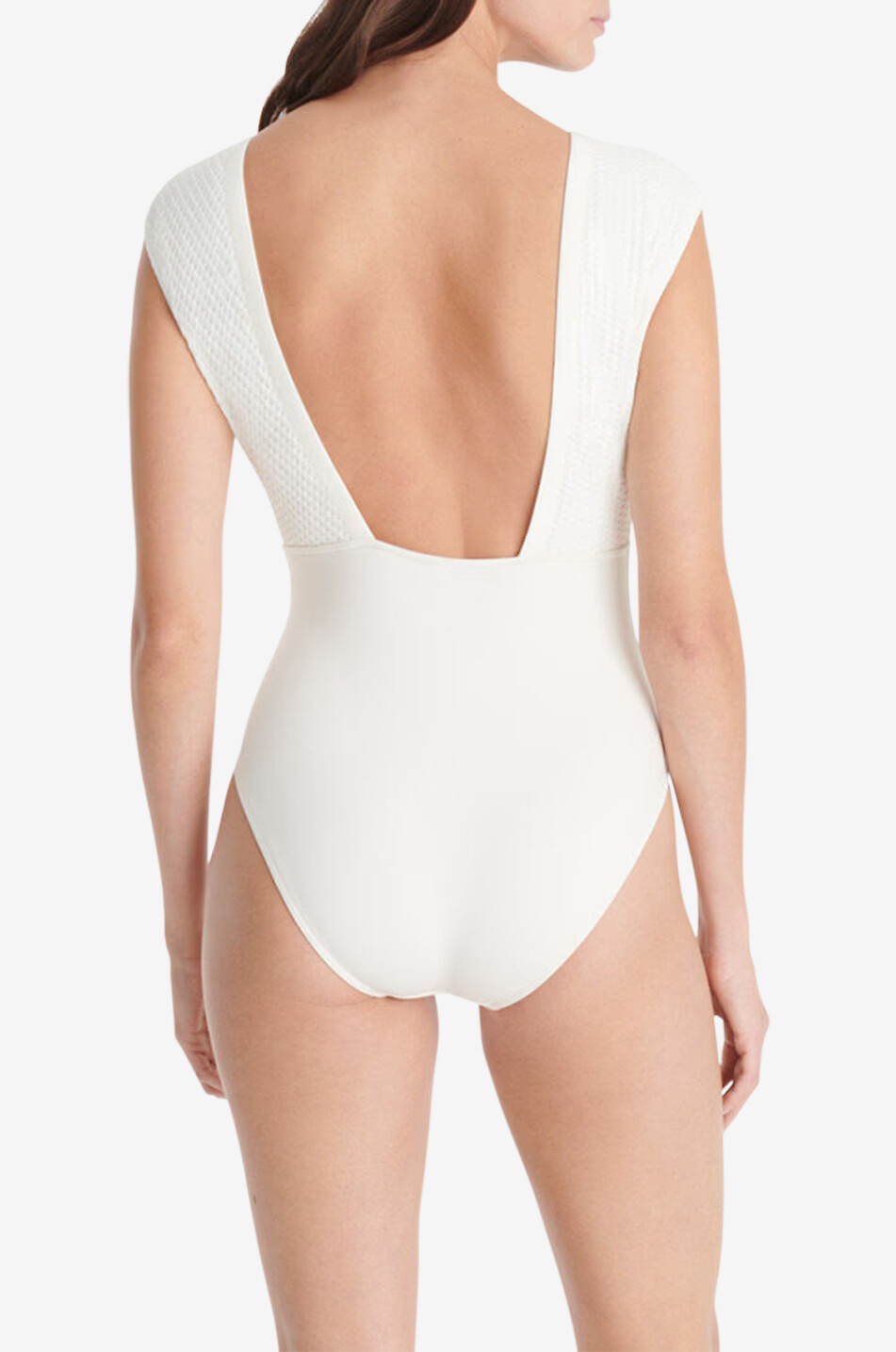 ERES Glamorous jacquard V-neck swimsuit Women EGGSHELL 3