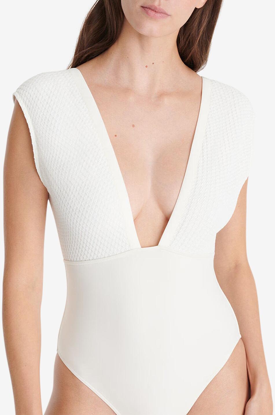 ERES Glamorous jacquard V-neck swimsuit Women EGGSHELL 4