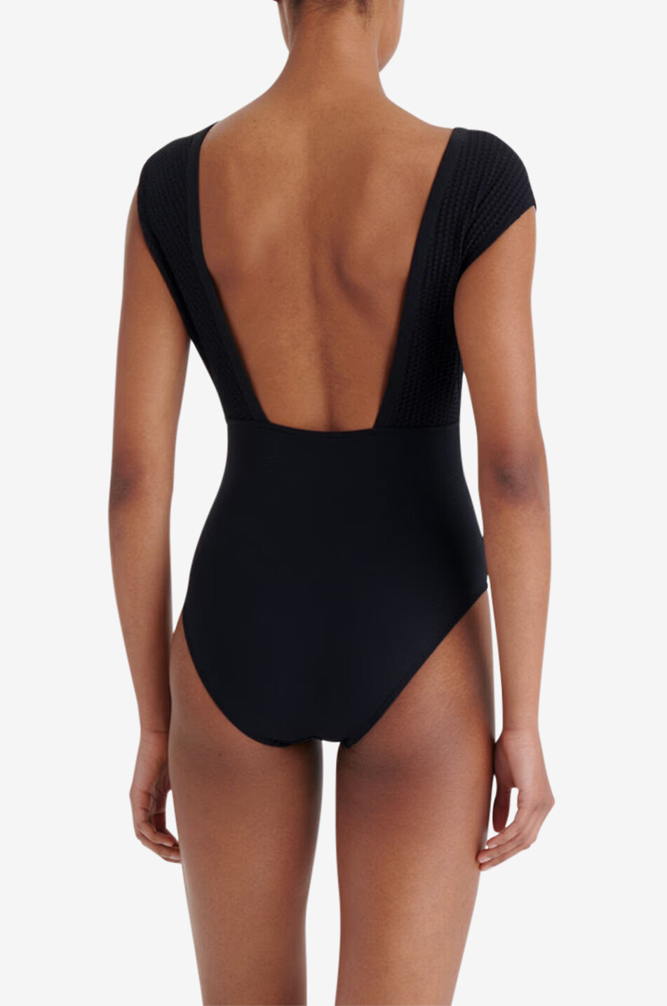 ERES Glamorous jacquard V-neck swimsuit Women BLACK 3