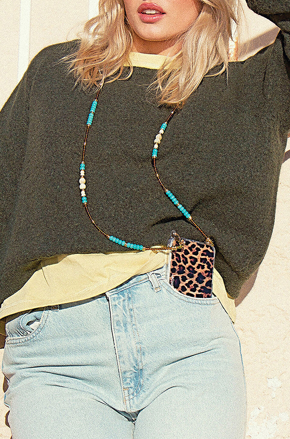 LACOQUEFRANCAISE Iliana long beaded phone chain strap Women BROWN 4