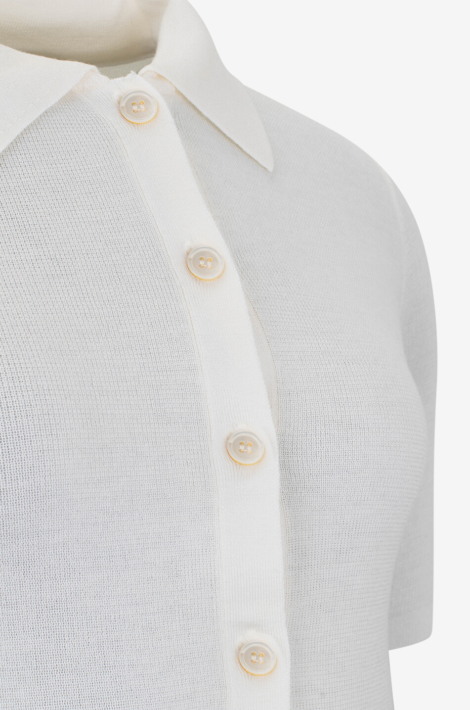 BARBARA BUI Chemise à manches courtes en maille de laine mérinos et soie Femme BLANC CASSE 3