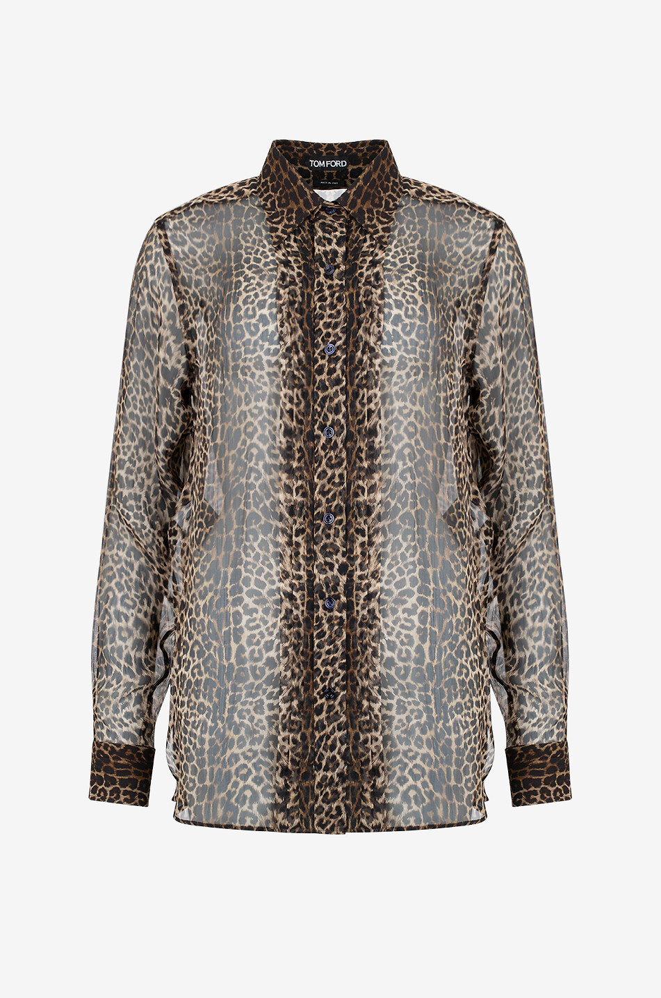 Leopard print silk shirt with pintucks