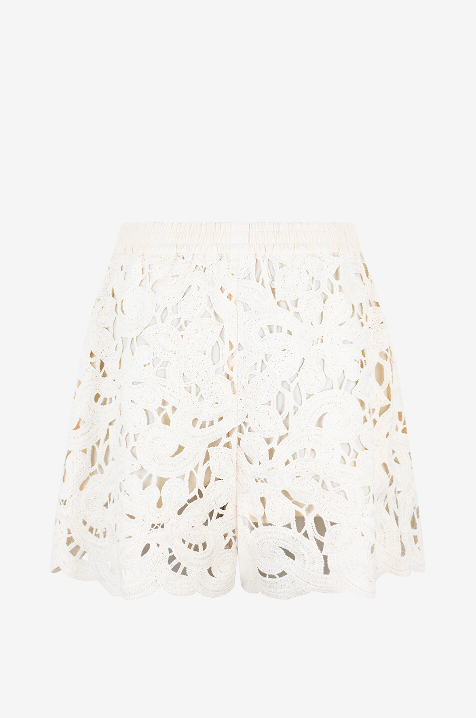 MONCLER Floral macrame shorts Women EGGSHELL 2