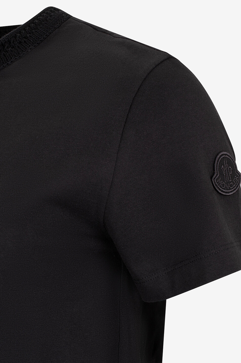 MONCLER Kurzarm-T-Shirt mit Lochstrick am Rundhals Damen SCHWARZ 3