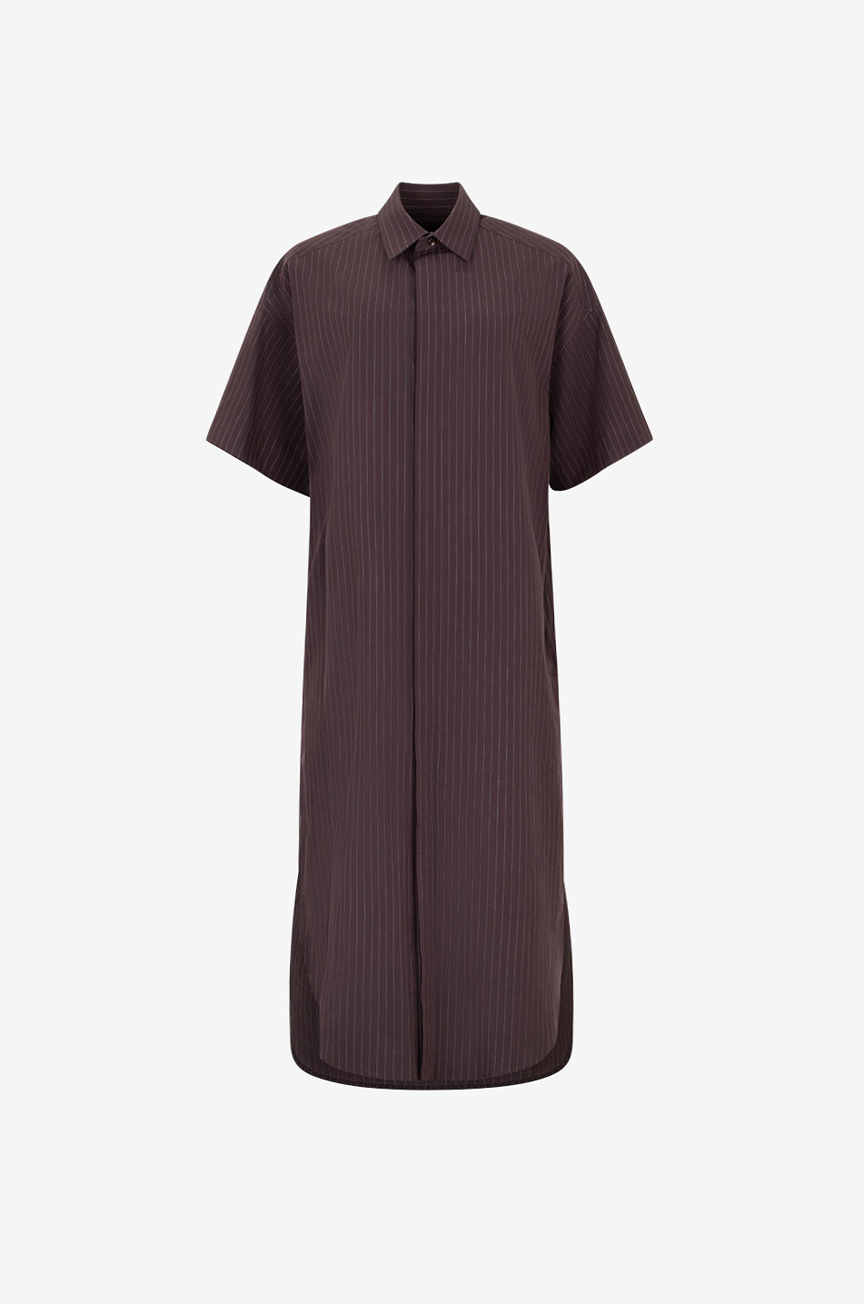 PHOEBE PHILO Long oversize poplin pinstripe shirt dress Women DARK RED 1