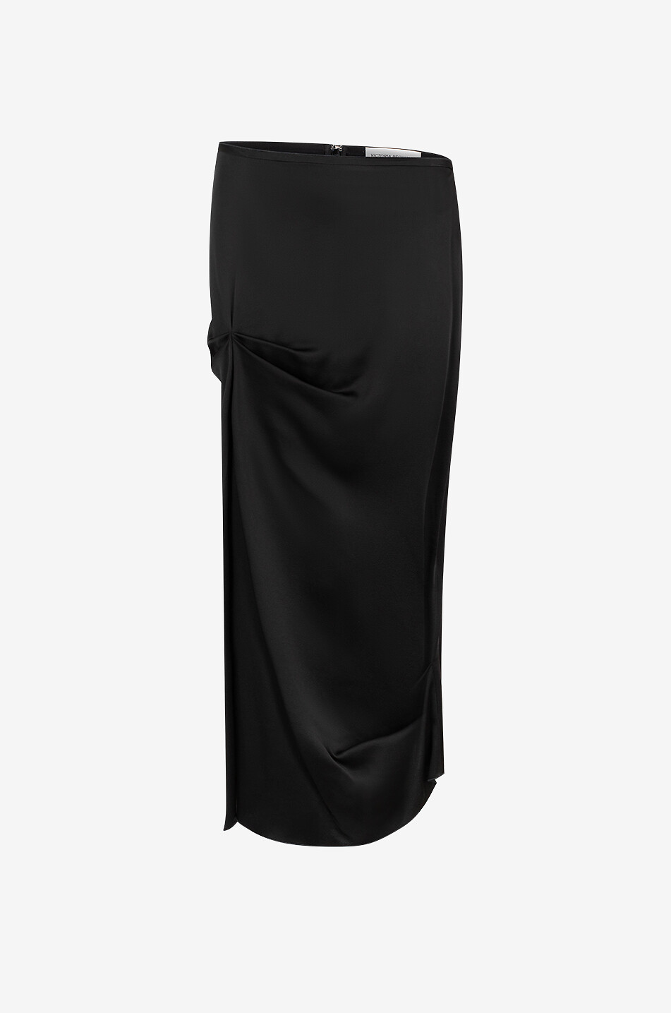 VICTORIA BECKHAM Jupe midi drapée asymétrique en satin Femme NOIR 1