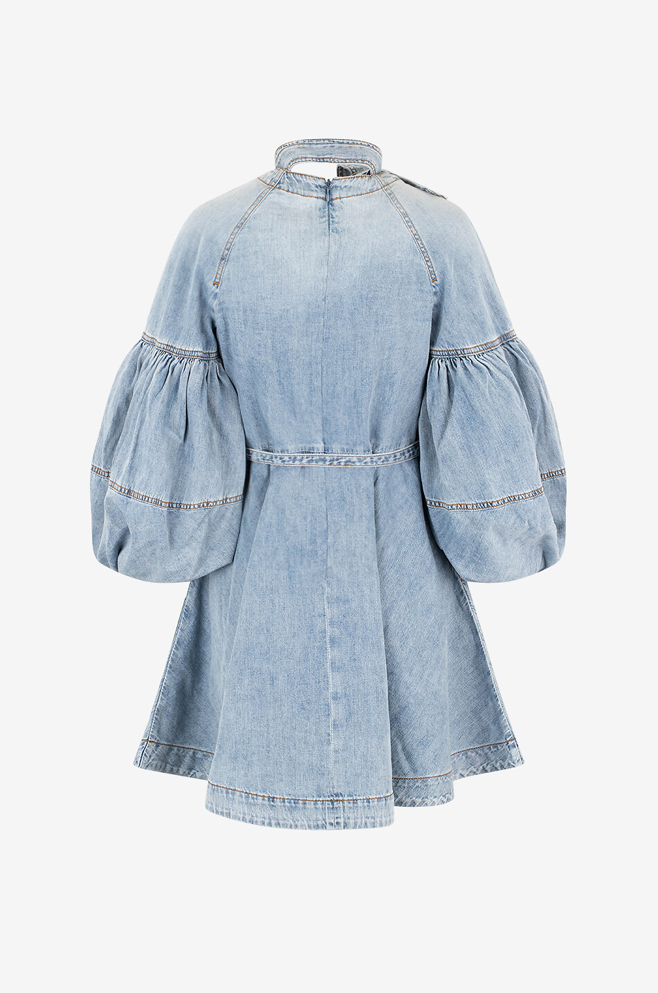 ZIMMERMANN Tie Neck flared denim mini dress Women BLUE 2