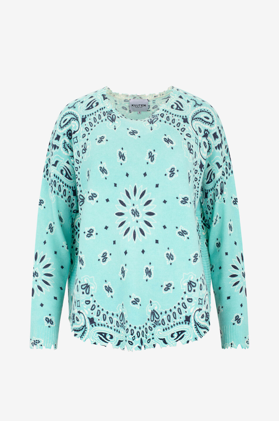 KUJTEN Pullover aus Kaschmir Mela Bandana Bico Damen MITTELBLAU 1