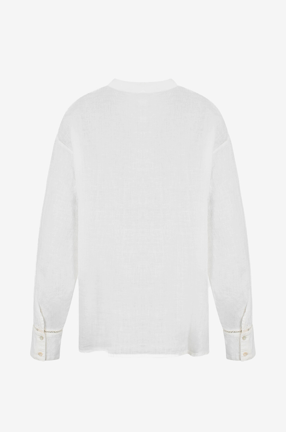 120% LINO Blouse en lin à jours échelle Femme BLANC CASSE 2