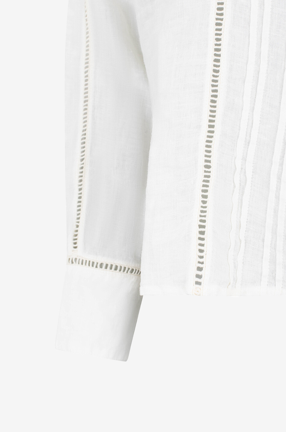 120% LINO Blouse en lin à jours échelle Femme BLANC CASSE 3