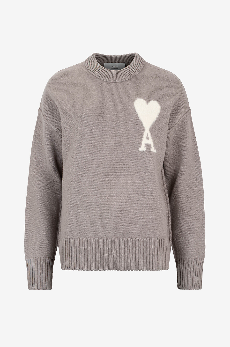AMI Pull à col rond en laine Ami de Coeur Femme BEIGE 1