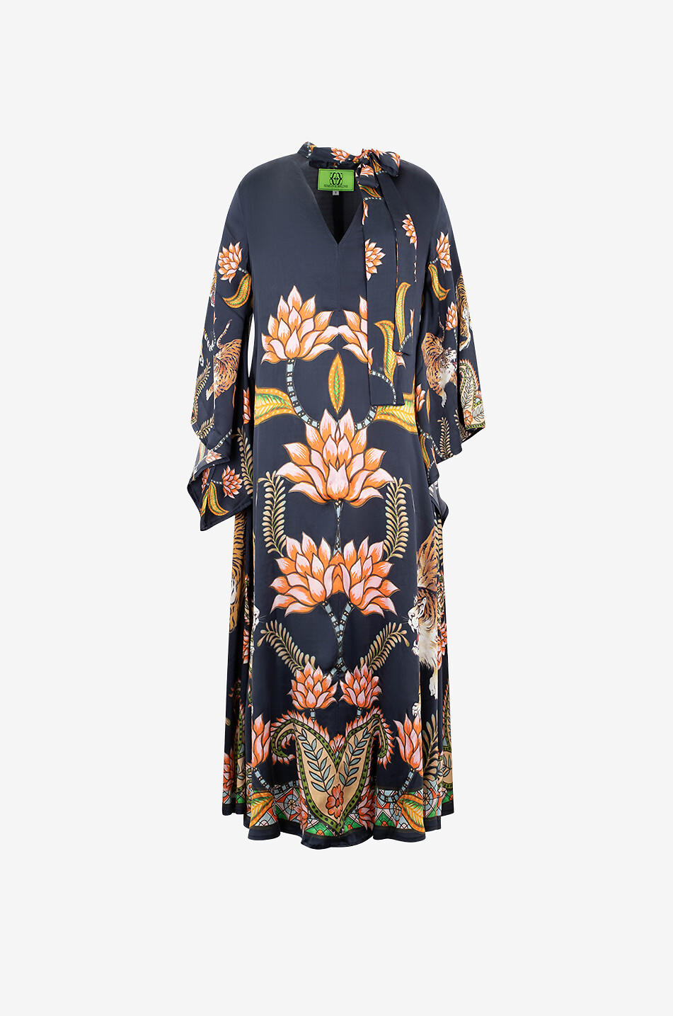 SIMONE BRUNS Tigre silk long dress Women BLACK 1