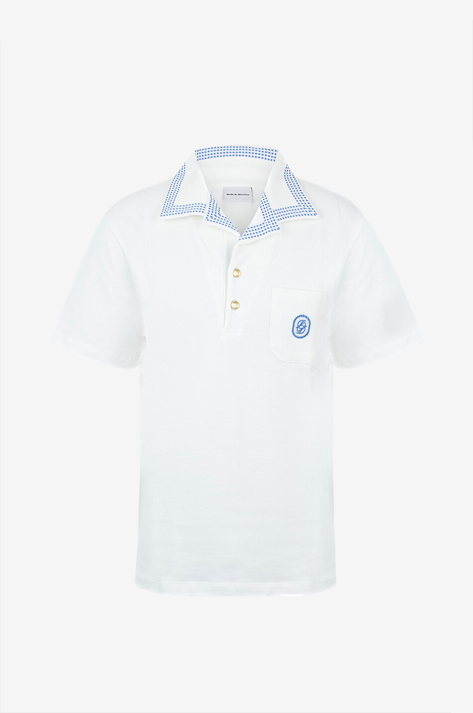 DROLE DE MONSIEUR Le Polo Piqué Damier cotton polo shirt Men EGGSHELL 1