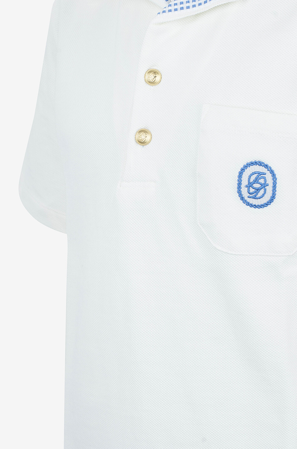 DROLE DE MONSIEUR Le Polo Piqué Damier cotton polo shirt Men EGGSHELL 3