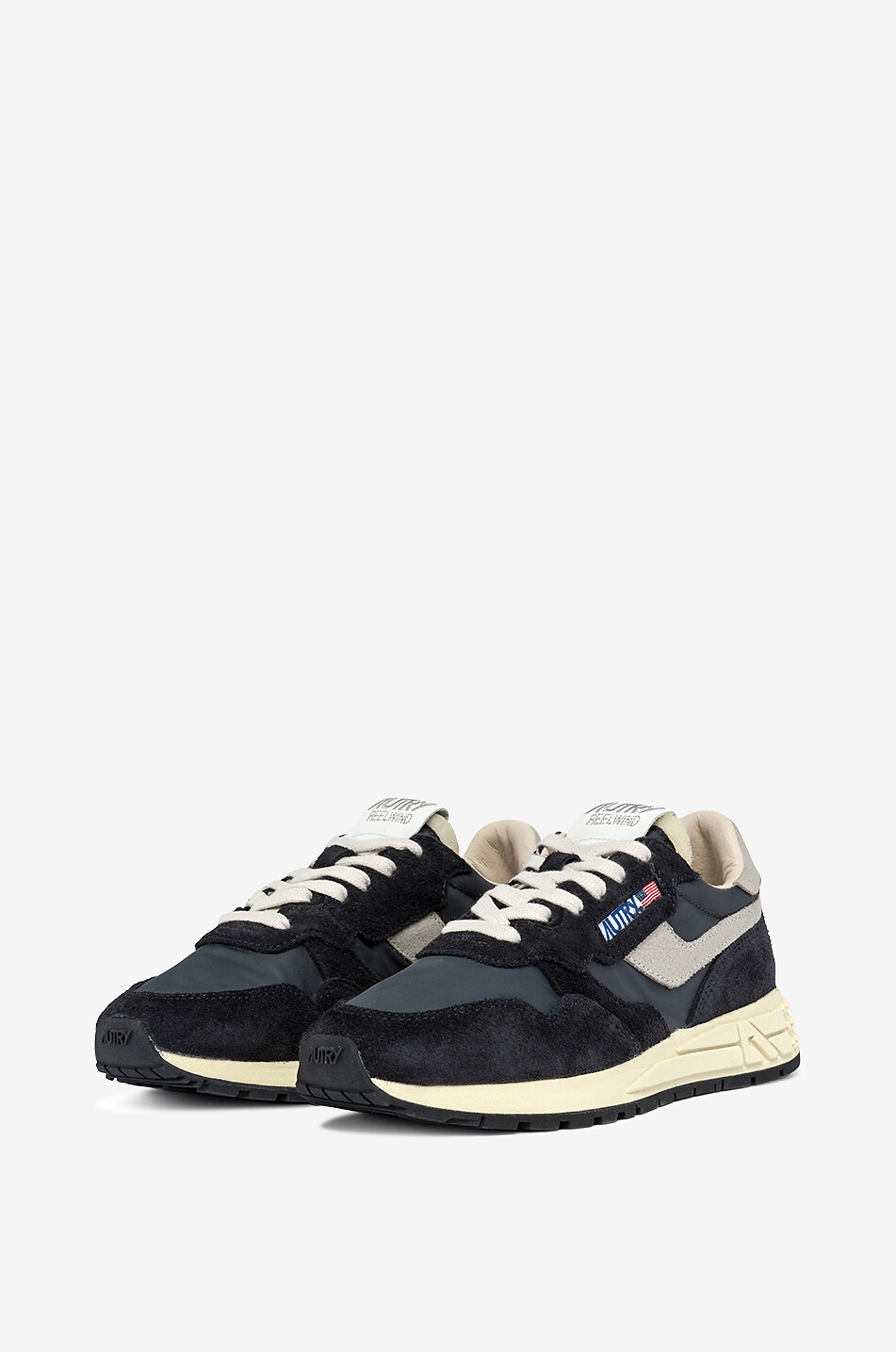 AUTRY Niedrige Materialmix-Schnürsneakers Reelwind Damen SCHWARZ 2