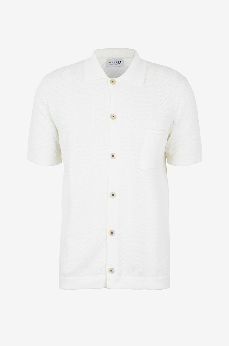 GALLIA KNIT PROJECT Chemise à manches courtes en maille Farry Homme BLANC CASSE 1