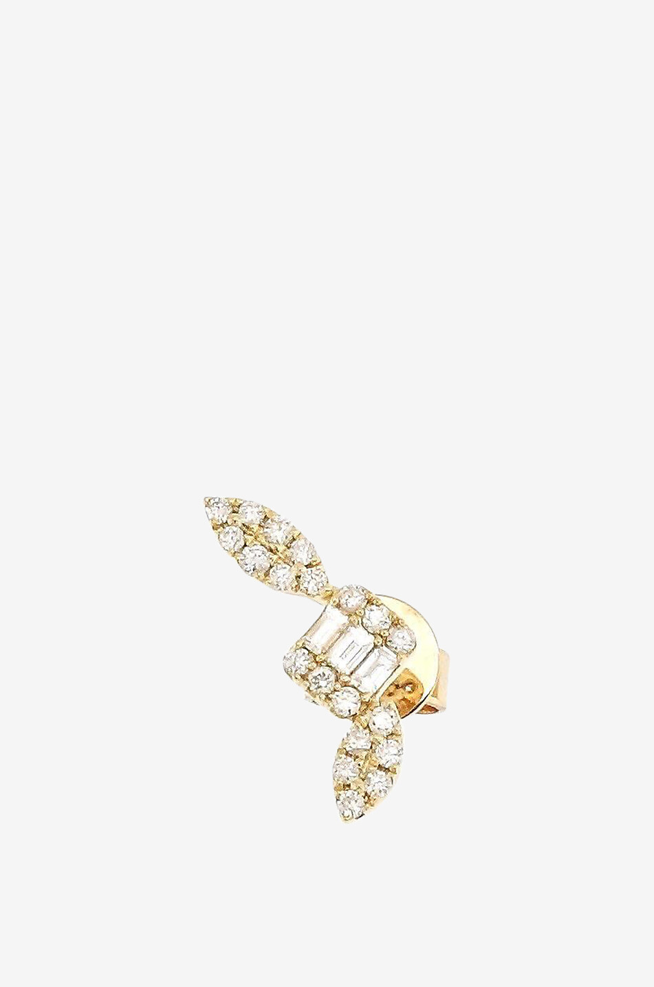Mono clou d'oreilles en or jaune et diamants Butterfly