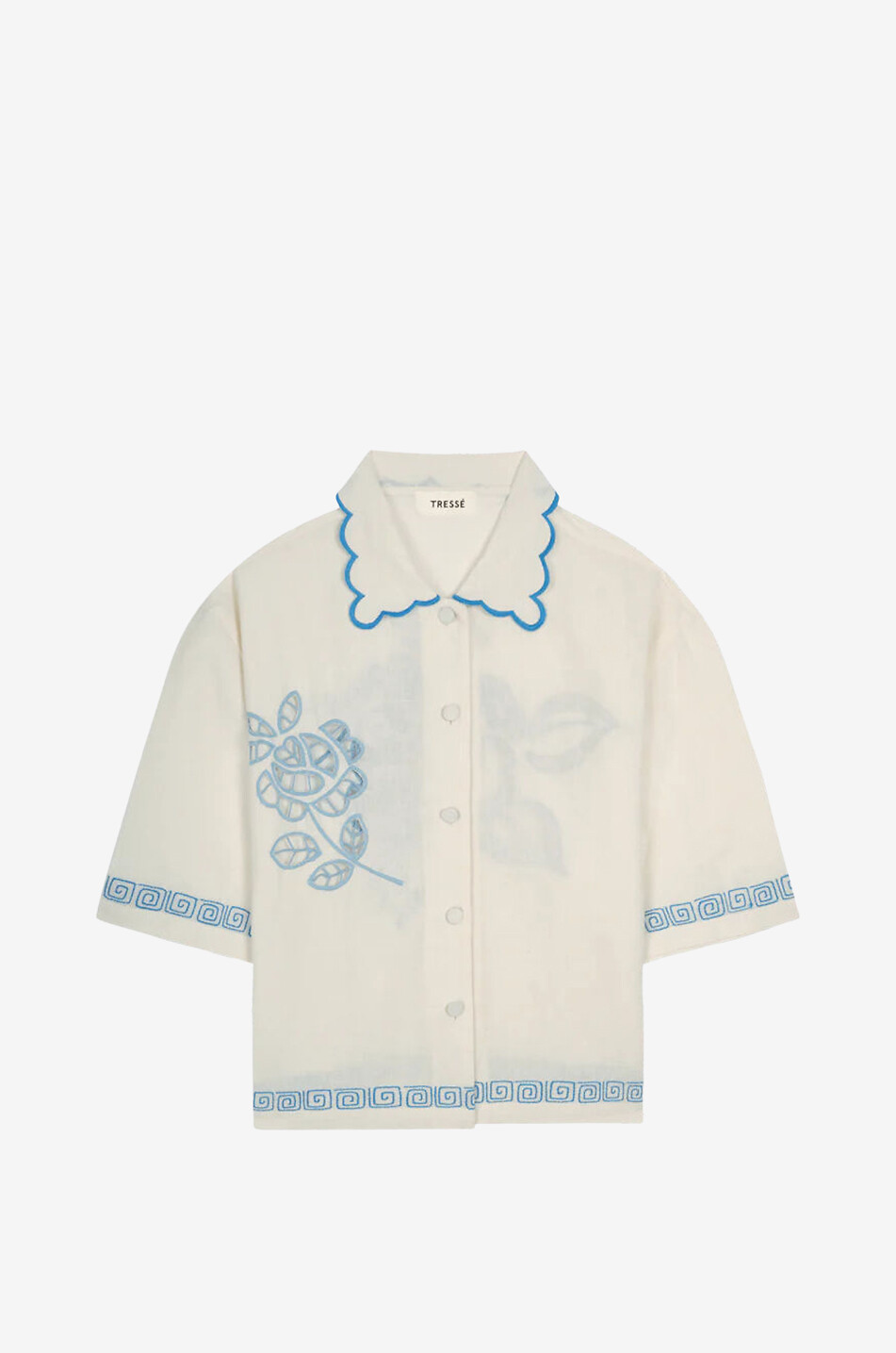 TRESSE PARIS Chemise boxy en lin brodée Ciori Femme BLANC 1