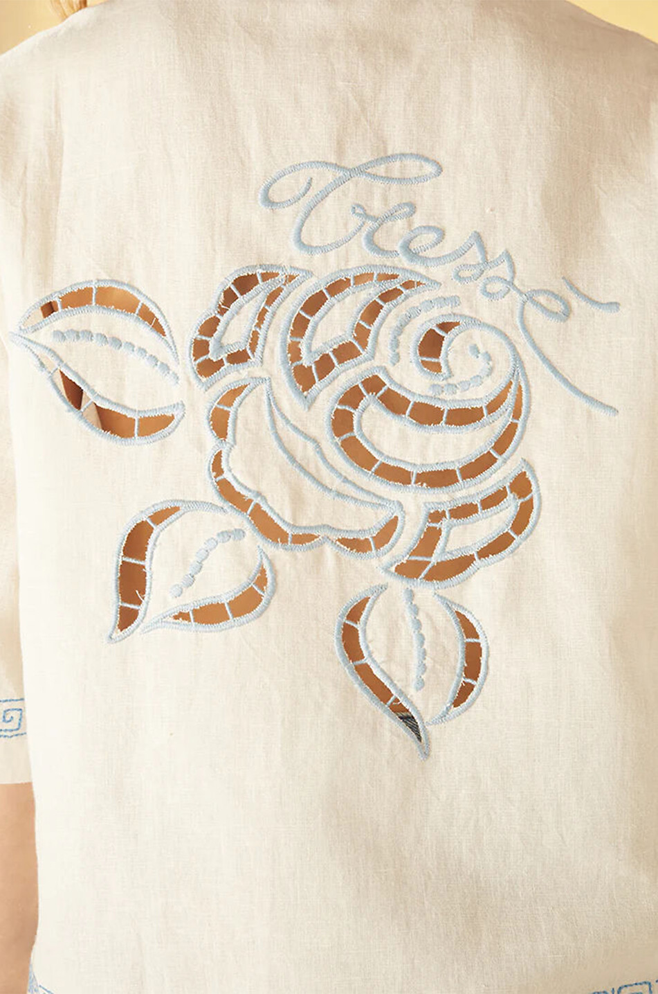 TRESSE PARIS Chemise boxy en lin brodée Ciori Femme BLANC 6