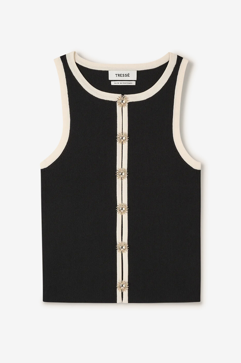 TRESSE PARIS Tanktop mit Ausschnitten und Zierknöpfen Mano Damen SCHWARZ 1