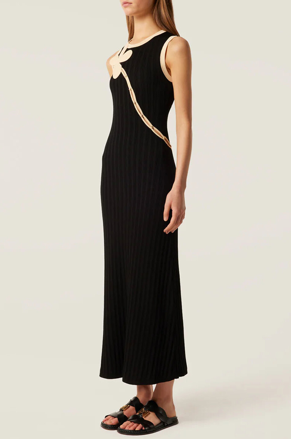 TRESSE PARIS Regina midi knit dress with cut-outs and embroiderie Women BLACK 3